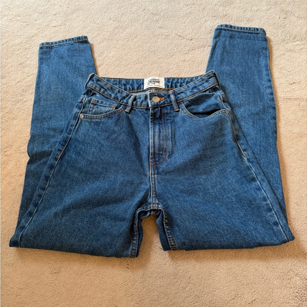 Zara Authentic Denim Blue Jeans with Contrast Stitching